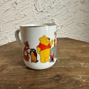 Vintage Disney Winnie the Pooh Mug Made in Japan Walt Disney Productions Gold Ri